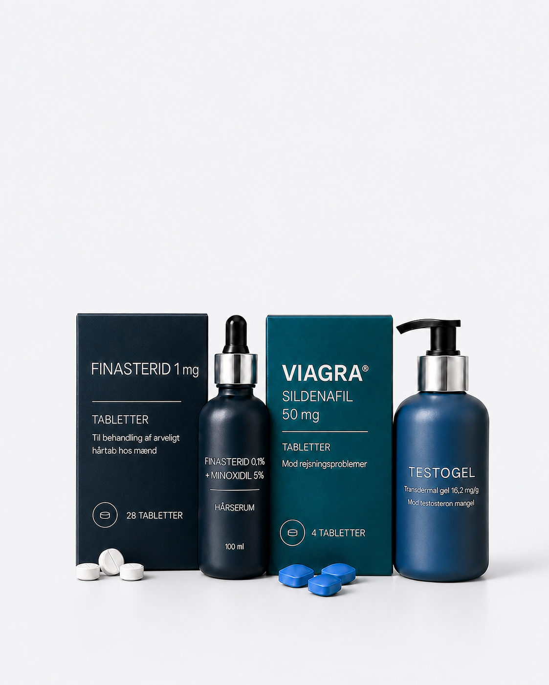 Finasterid, hårserum, Viagra og Testogel